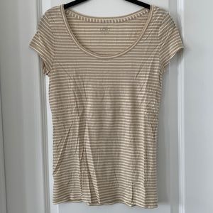 LOFT Scoop Neck Short Sleeves Striped Top Size Small